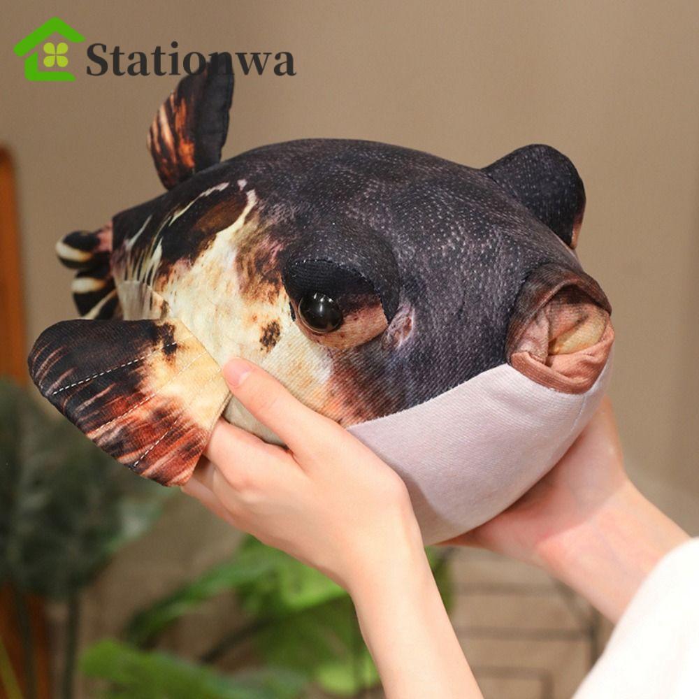 STATIONWA Mô Phỏng Puffer Cá Sang Trọng Đồ Chơi, Thú Nhồi Bông Đệm Lưng Puffer Cá Sang Trọng Mặt Dây