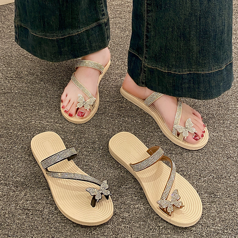 Pháp Phong Cách Chanel Set-Toe Dép Nữ Mùa Hè Mặc Ngoài 2026 Phong Cách Mới Bướm Đẹp Có Váy Kỳ Nghỉ D