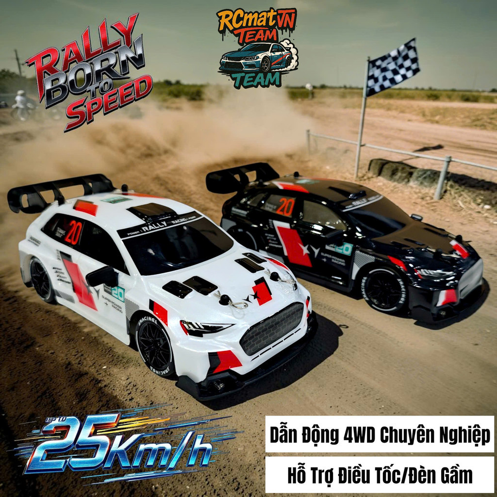 [NEW] Xe Điều Khiển Mini Drift 4WD Monster Dakar Champion V2 1:24 Có Điều Tốc, Đèn Gầm