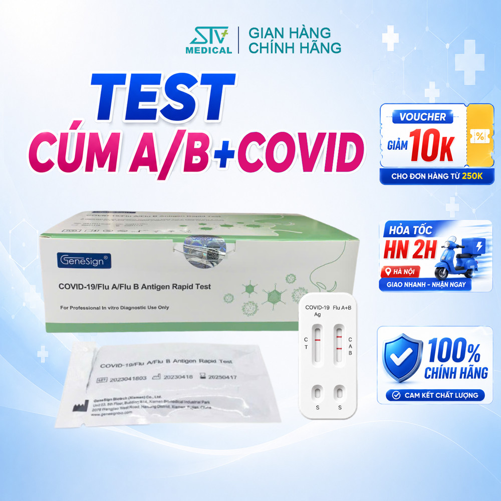 Que Test COVID Cúm A/B Chính Hãng - Kit Test Nhanh Đọc Kết Quả Trong 15 Phút