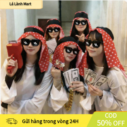 [COD] Bộ đồ đại gia Dubai 3 món, áo vest, kính, dây chuyền vàng, đẹp
