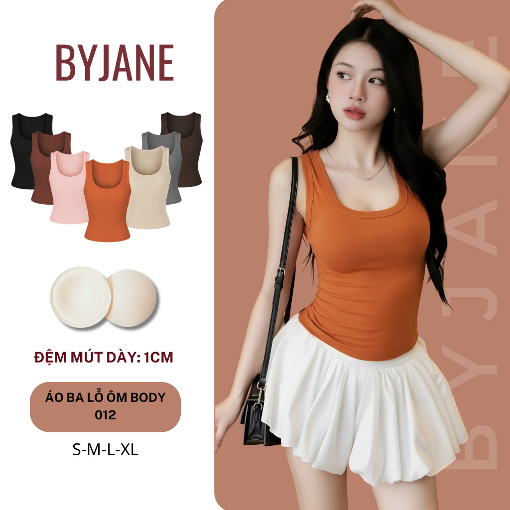 [KO MÚT / KÈM MÚT] Áo ba lỗ nữ cotton mát BYJANE, Áo 2 dây bản to, Áo tanktop co dãn 4 chiều phù hợp