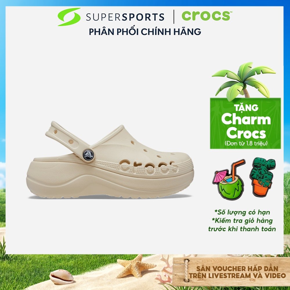 Giày Clog Nữ Crocs Baya Platform - Be - 208186-11S ADS01 LS100 B000