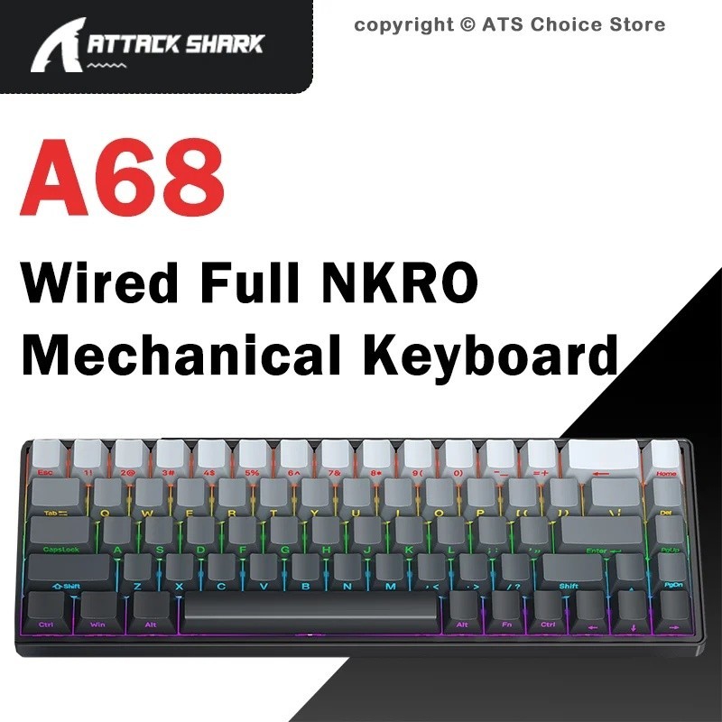 Bàn phím cơ có dây APAYADO A68 68 phím 65% RGB Hot Swap USB-C NKRO Gaming
