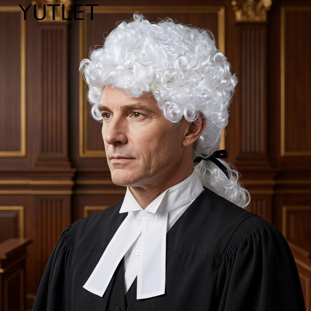 YUTLET Judge Tóc Giả, Baroque Tóc Giả No Bangs Judge Cosplay Mũ, Trang Điểm Tóc Xoăn Mềm Mại Thoáng 