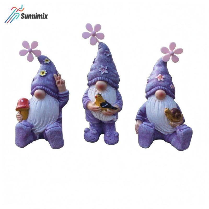 Sunnimix 3 Miếng Mũ Tím Gnome Hoa Giọng Ngồi Gnome Tượng Gằm Vườn Thủ Dâm Gnome Sinh Vật Đạo Cụ Hoa 