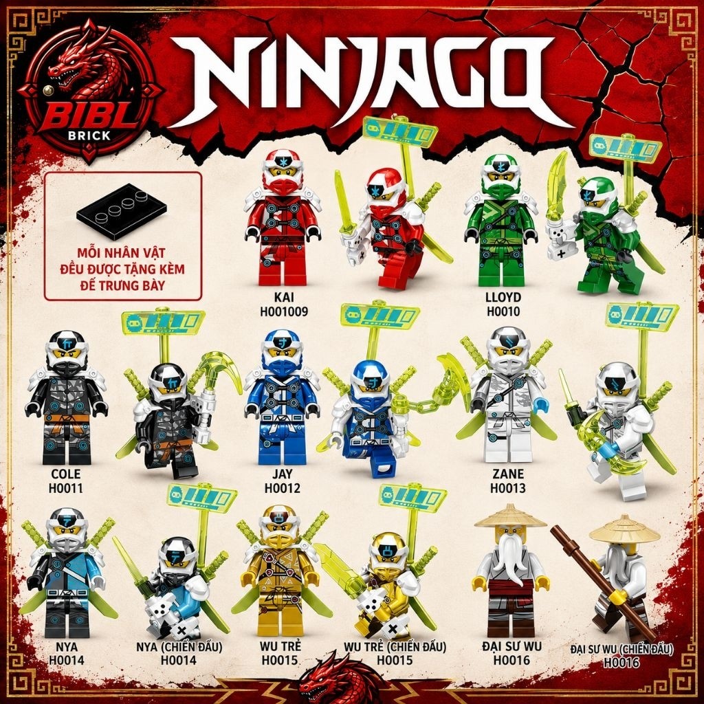 [IN LƯNG][2 Mặt]Mô Hình Lắp Ghép Ninjago season 12-Minifigures Ninjago Season 12