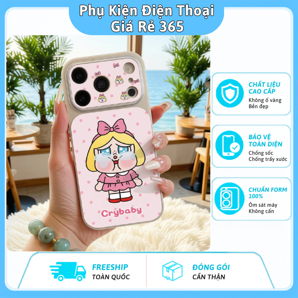 [ CH116] Giá đỡ gương kèm ốp điện thoại bọc da cho iPhone 17 16 15 14 13 12 11Pro Max Plus Xr màu hồ