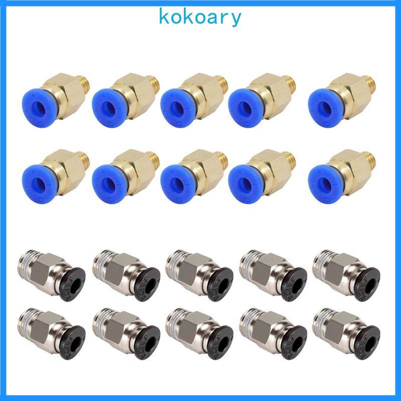 KOK 10 Chiếc PC4-M6 M10 Nam Ren Thẳng Khí Nén Lắp Đầu Nối Đồng Bền