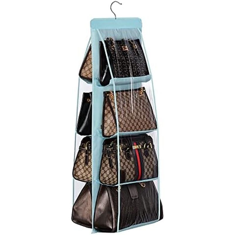 Lirex Handbag Hanging Purse Organizer for Closet, 8 Pocket Handbag Storage Organizer Hanger Oxford C