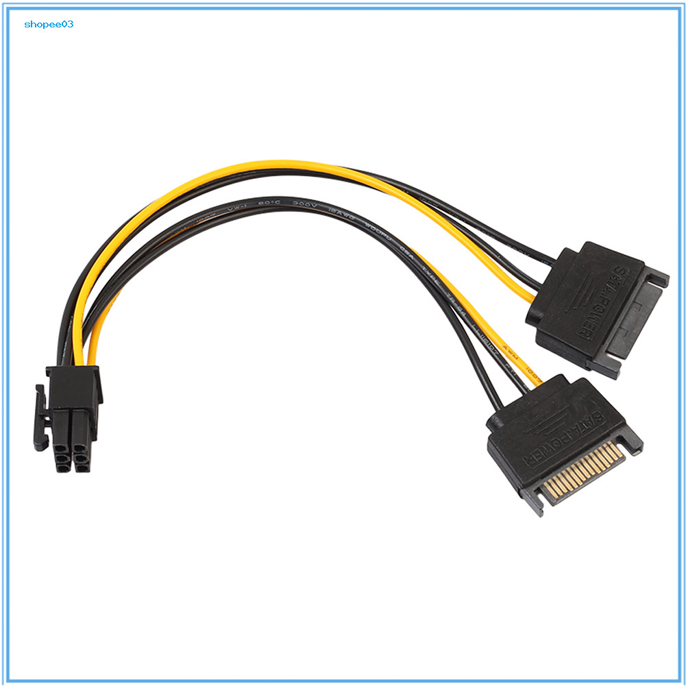 [Ky] 7 Inch 6 Pin PCI Sang Dual SATA 15 Pin Express Card Dây Kết Nối Cáp Nguồn