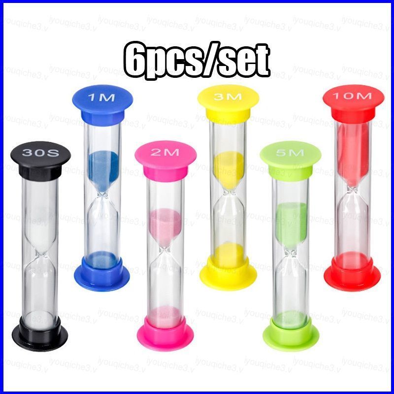 6 Chiếc Cát Hẹn Giờ Màu Đồng Hồ Cát Hẹn Giờ 30 giây 1 phút 2 phút 3 phút 5 phút 10 phút