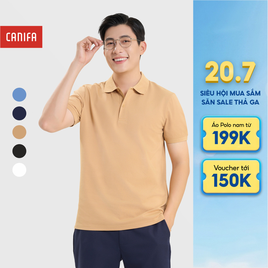 Áo phông có cổ nam trẻ trung CANIFA MEN áo nam polo cộc tay dáng basic đơn giản 8TP25A001