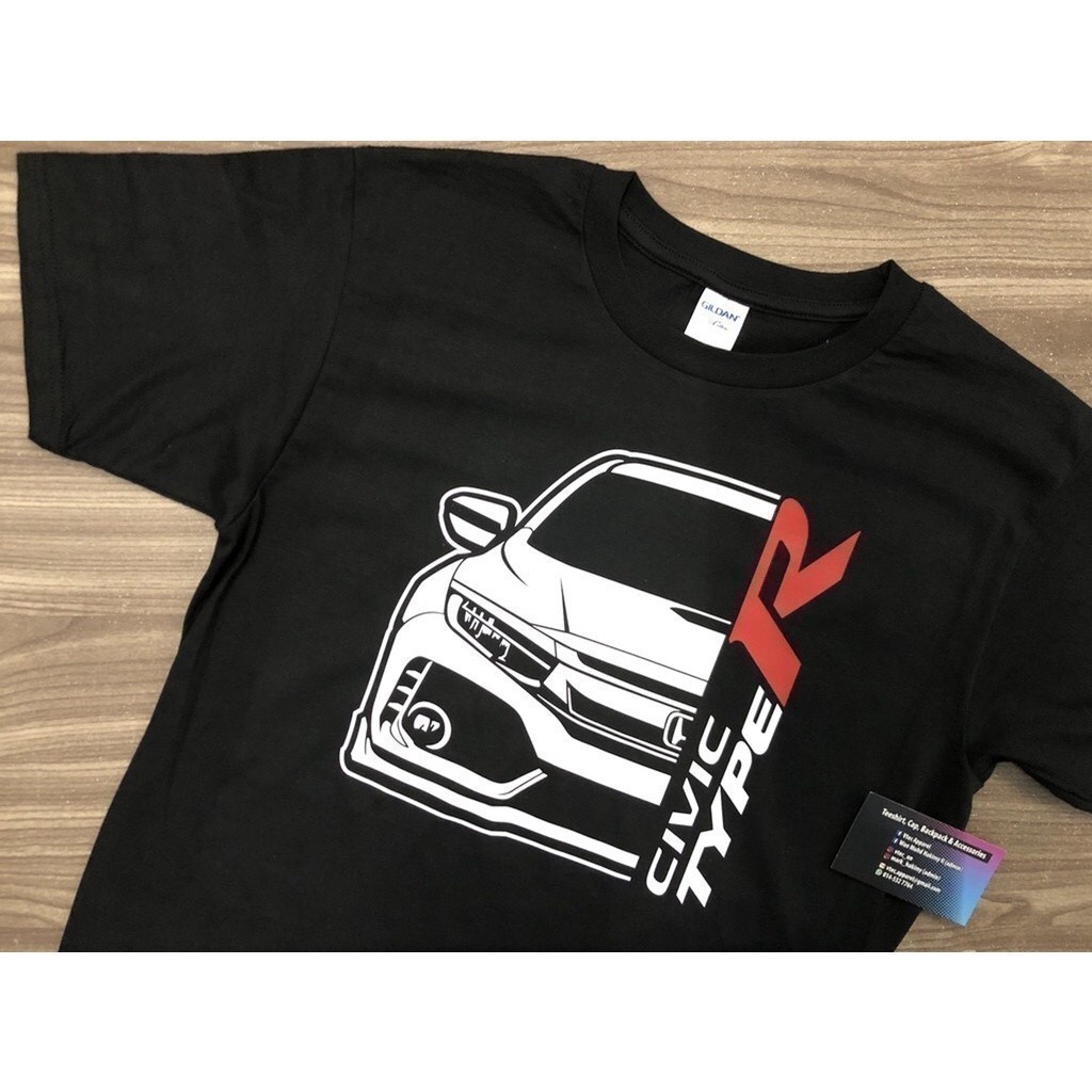 Honda 2026 thời trang Civic FK8 FK8R TYPE R TRƯỚC (Áo thun đen)