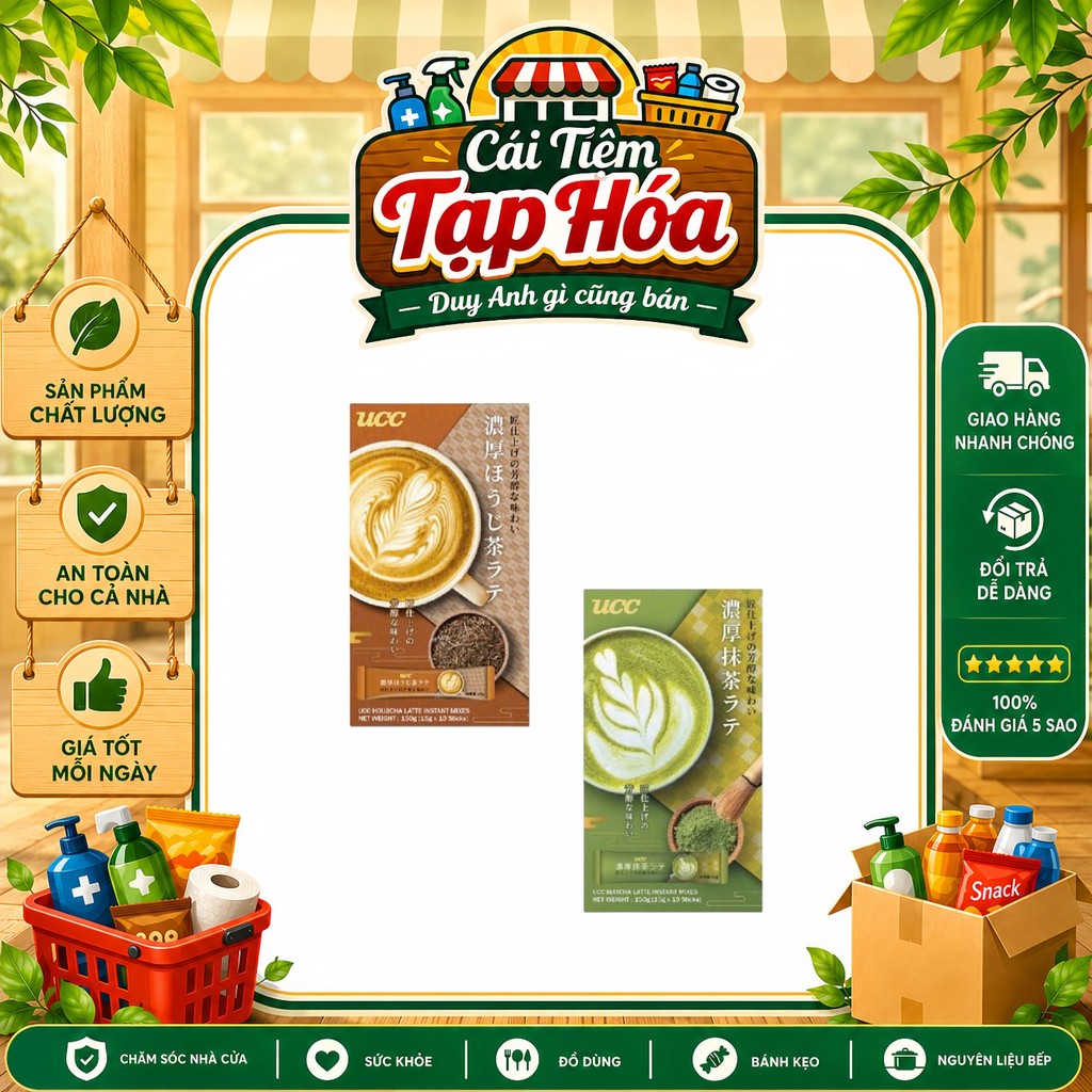 Bột Trà Latte UCC Nhật Bản 150g - Matcha Latte & Hojicha Latte Thơm Ngon, Dễ Pha