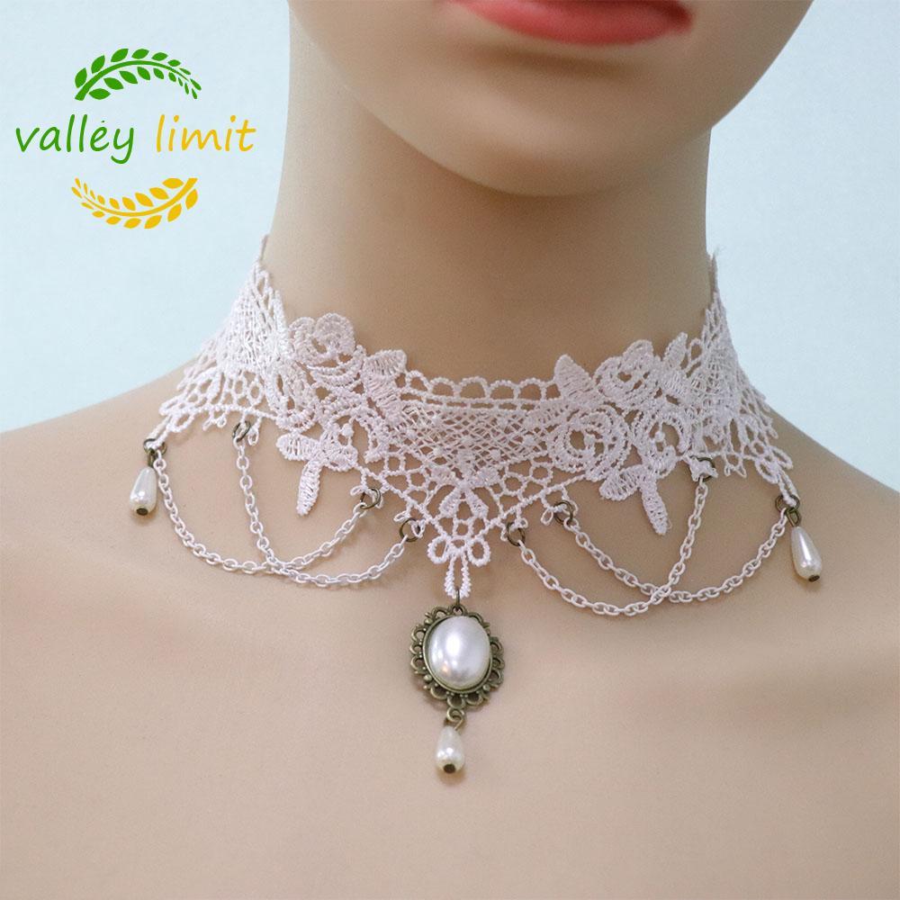 valley limit VALLEY LIMIT Ren Vòng Cổ Thời Trang Cưới Punk Trắng Choker