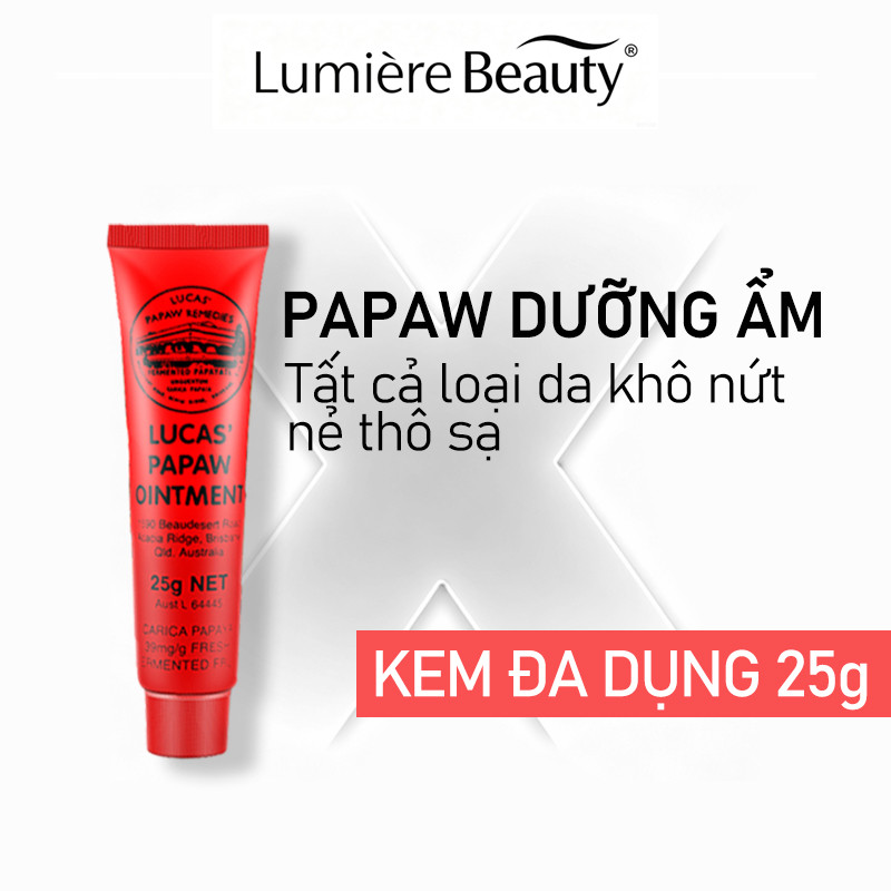 LUCAS' PAPAW OINTMENT | Kem đa dụng Lucas Papaw 25g dưỡng ẩm đa công dụng, cải thiện da khô nứt nẻ t
