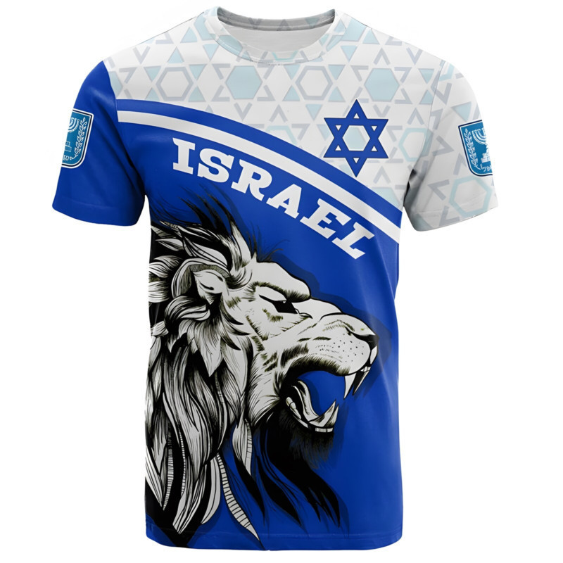 2026 Mới Áo Israel Cờ Nam Áo Thun 3D In Quốc Huy Israel Áo Tay Ngắn TOP