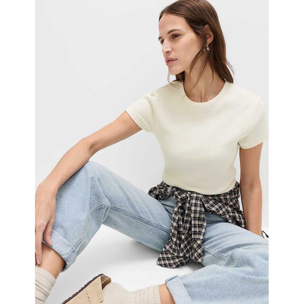 M&S - Women Tops - Pure Cotton Waffle T-Shirt - CHINA BLUE