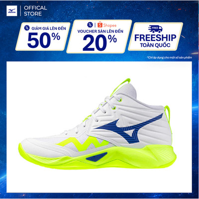 Giày bóng chuyền UNISEX WAVE MOMENTUM PRO MID - Vàng Xanh lam - V1GA254539