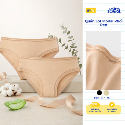 [Combo 2] Quần Lót Nữ Yody, Quần Chíp Cotton Modal Phối Ren Bản To TRA WCUN26A009