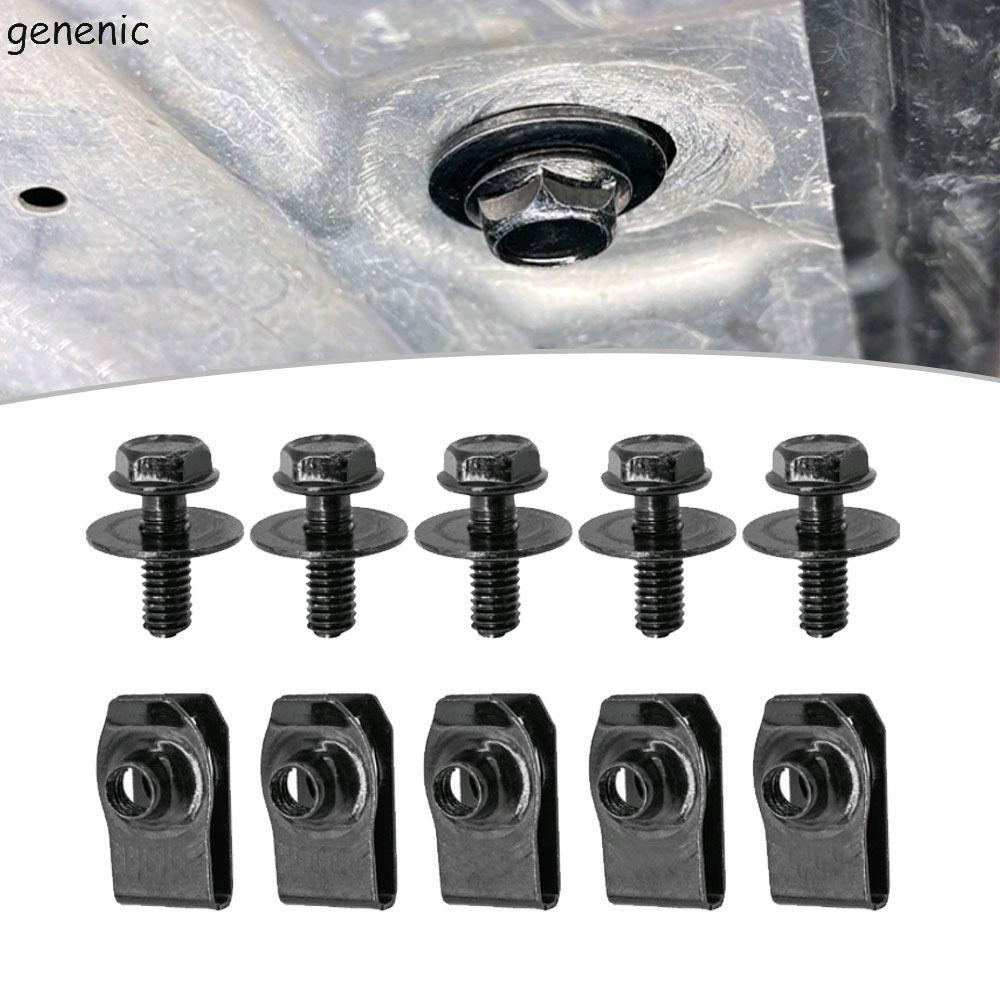 GENENIC 5 / 10 Bu lông thân xe, M6 6MM Kẹp đai ốc ô tô, Sản phẩm tự động Splash Shield Guard U-clamp
