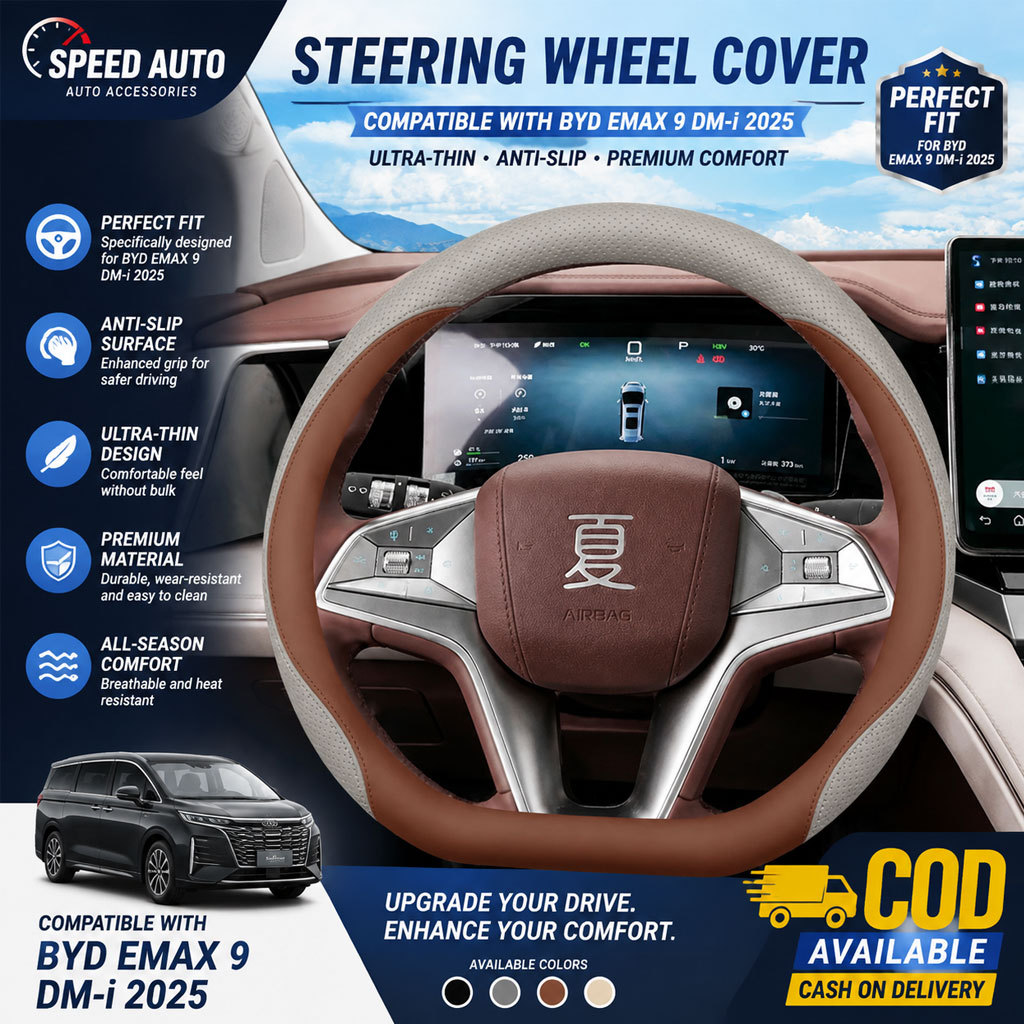 Phụ kiện BYD EMAX 9 Vỏ vô lăng Tương thích với BYD EMAX 9 DM-i 2025 Phụ kiện nội thất ô tô siêu mỏng