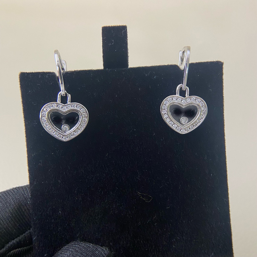 JNDE Exquisite heart-shaped single bead earrings with diamonds, delicate and delicate earrings for w