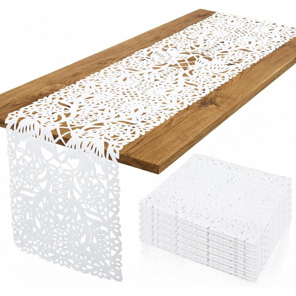 Hahafelt 6 Chiếc 14 x 84 Inch Mexico Table Runners Trắng Papel Picado Table Runner Cielito Lindo Khă