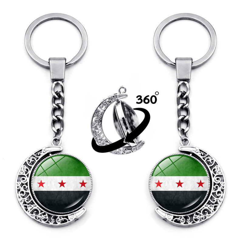 Syria Mới Cờ Mặt Dây Chuyền Móc Khóa Ô Tô Mặt Dây Chuyền Cờ Syria Phụ Kiện Quà Tặng