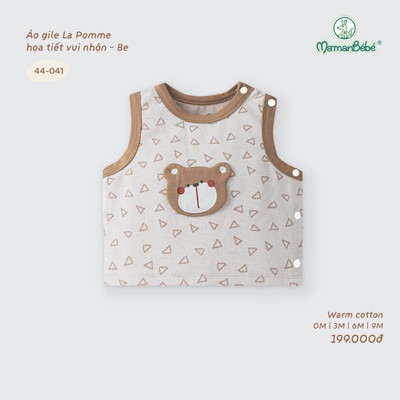 Áo gile La Pomme họa tiết vui nhộn - Sợi Warm Cotton bền ấm - Bé trai/gái - 0M - 9M