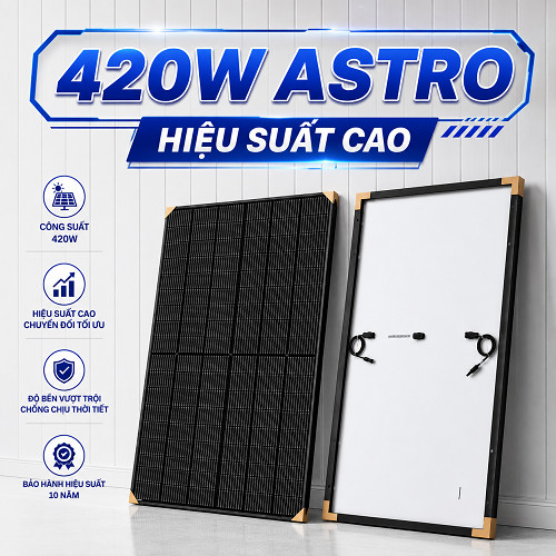 Tấm pin năng lượng mặt trời ASTRO 420W Chính hãng -ASTRO N-Type High Efficiency Mono -ASTRO 420W-Loạ