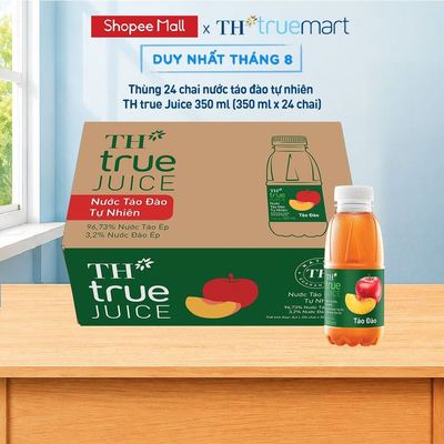 Thùng 24 chai nước trái cây TH true JUICE táo đào tự nhiên 350 ml (350 ml x 24)