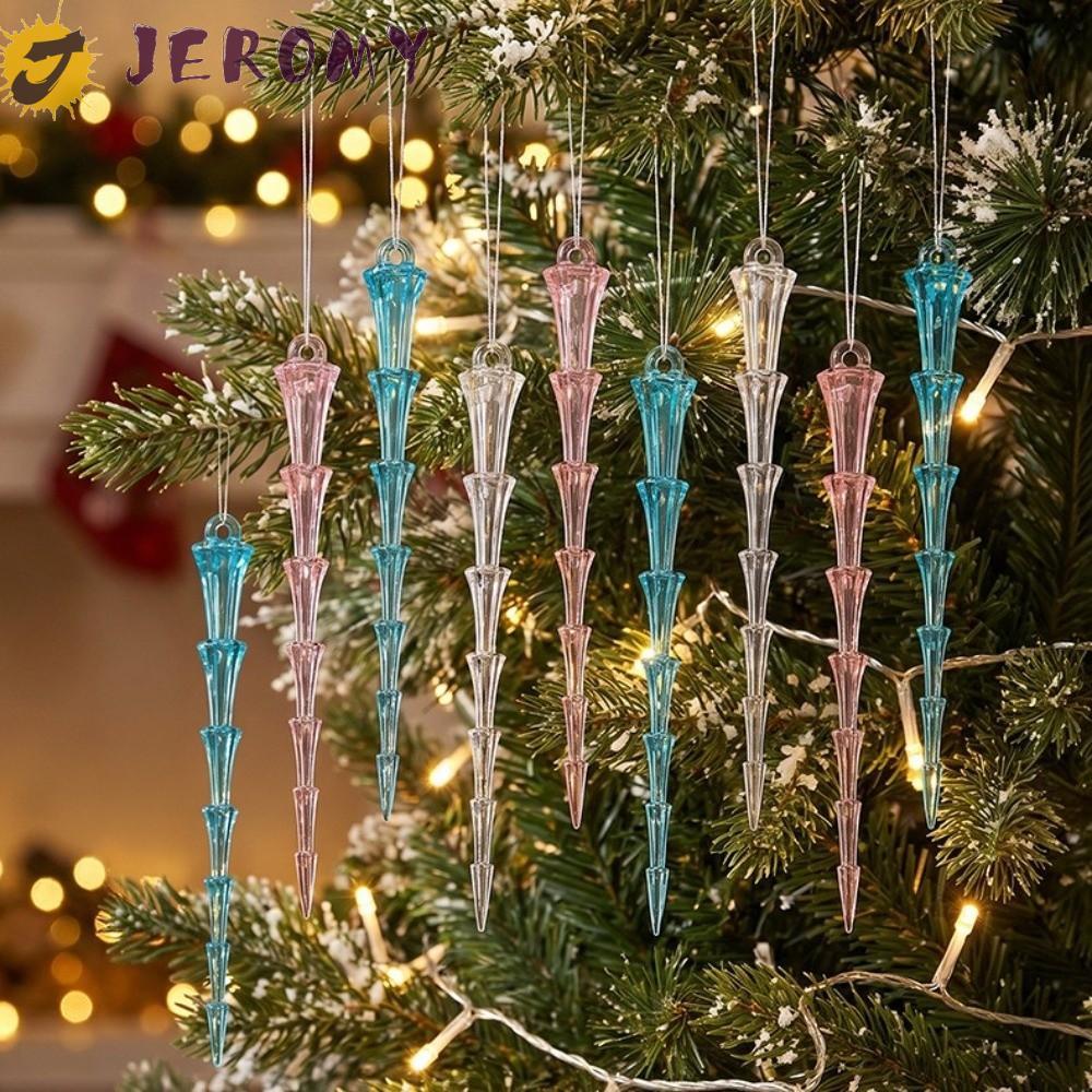 JEROMY 12 Chiếc Acrylic Icicle Đồ Trang Trí Giáng Sinh, Cây Icicle Giả Thực Tế Trang Trí Icicle, Tro