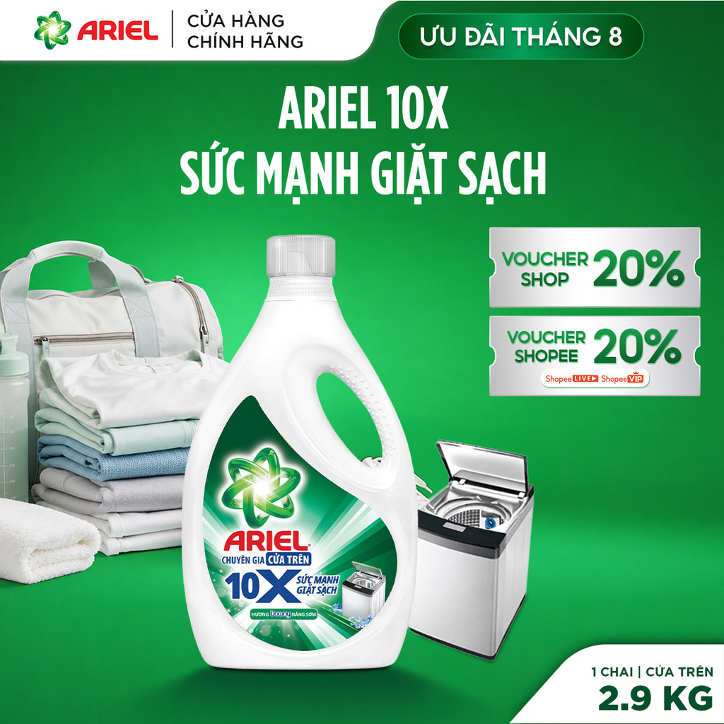 [LIVE] Chai nước giặt Ariel Gel ARIEL 10X Sức Mạnh Cửa Trên 2.9KG