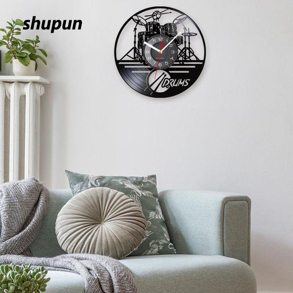 SHUPUN Treo Đồng Hồ Âm Nhạc CD Đĩa Vinyl Ghi Treo Tường
