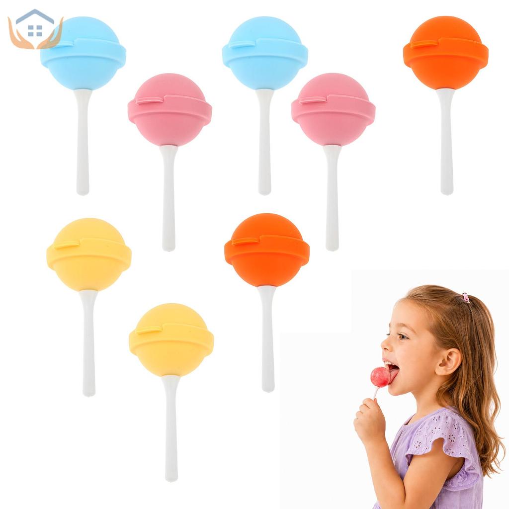8 Cái Lollipop Shape Mold Silicone Lollipop Ice Cream Maker DIY Ice Pop Mold cho Juice Yogurt Puddin