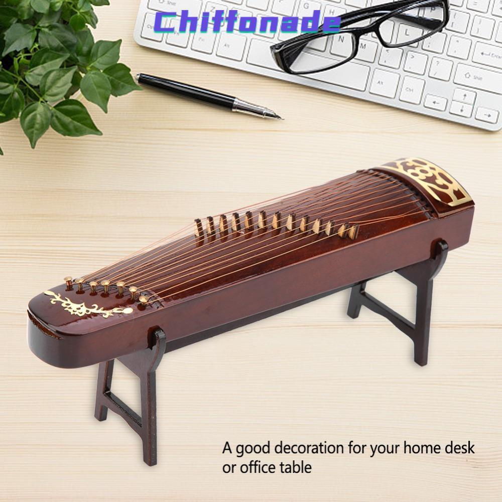 Chiffonade Mô hình Guzheng thu nhỏ CHIFFONADE, Tượng Guzheng Trung Quốc di động bằng gỗ, Màn hình Gu