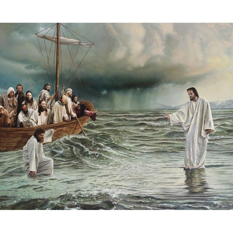 JESUS CHRIST Đi bộ trên poster NƯỚC in trang trí nội thất