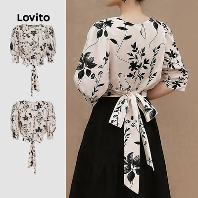 Áo Lovito phong cách thường ngày họa tiết hoa mùa xuân/hè cho nữ L184ED173