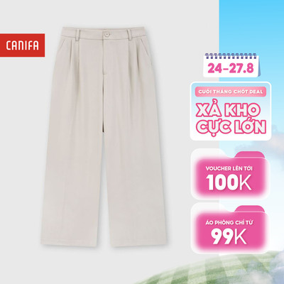 Quần dài nữ ống rộng cạp cao phong cách công sở thanh lịch CANIFA 6BP26S002