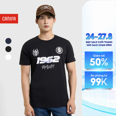 Áo phông nam CANIFA cotton USA có hình in 8TS25W004
