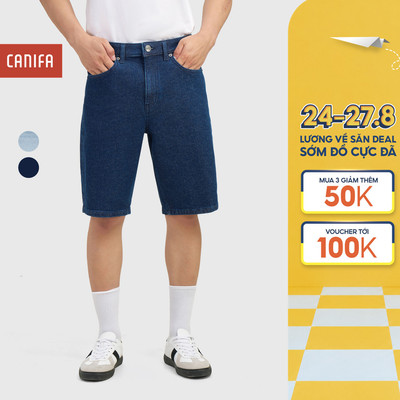 Quần short jean nam CANIFA form regular dáng suông basic trẻ trung 8BS26S015