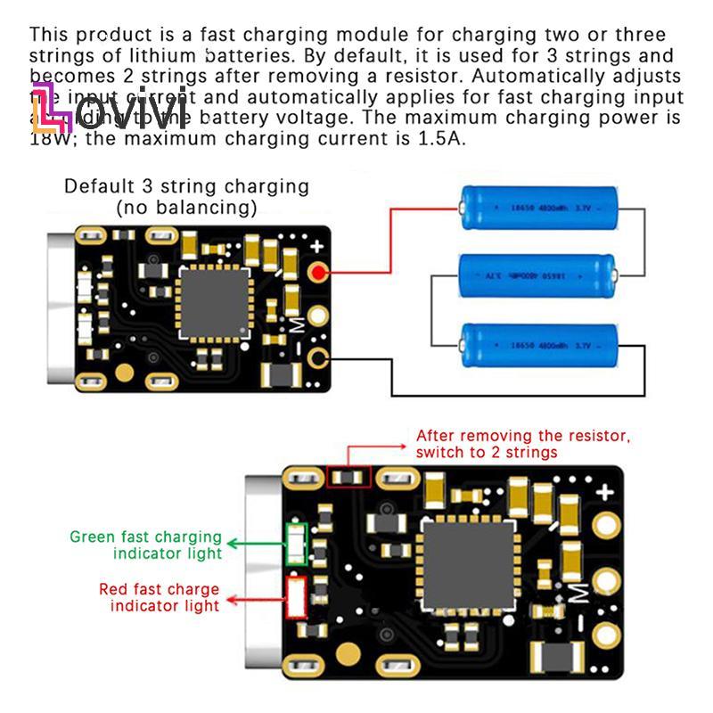 [Lovivivi] 1 / 3 Bộ sạc mô-đun xả sạc Type-C 2S / 3S 3.7V DC 4.5 ~ 9.5V Board Boost Converter 18650 