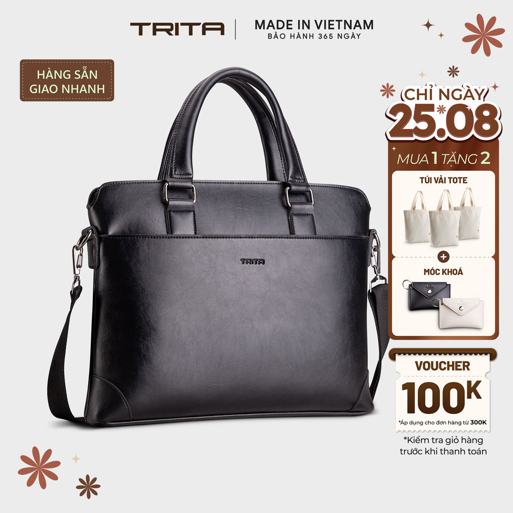Cặp công sở Trita (Thời trang nam phong cách đựng vừa laptop 14 inch - Cặp da TCA16) Bagsmart