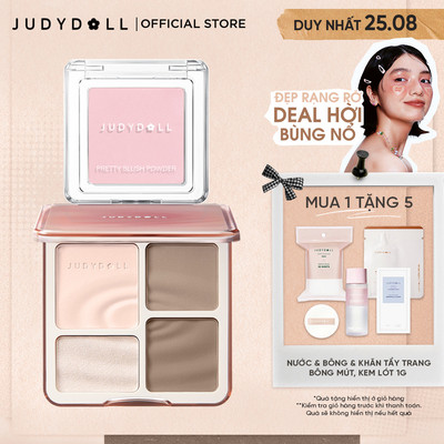 [Combo 2] Bảng Tạo Khối Bắt Sáng Highlight JUDYDOLL 4 Ô Thời Thượng & Phấn Má Hồng Đơn Sắc Tự Nhiên Đa Năng