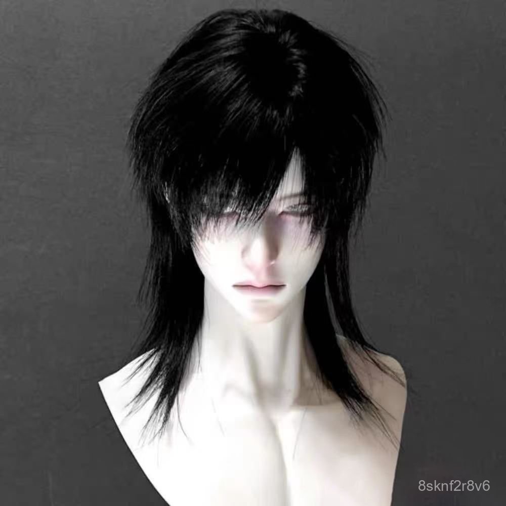Tóc giả Unisex đen kiểu mullet tỉa layer tự nhiên phong cách cá tính trung tính