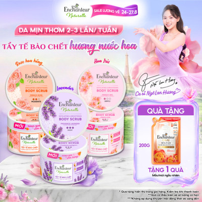 Tẩy tế bào chết thành phần thiên nhiên 100% từ Pháp Enchanteur Naturelle dưỡng da sáng mịn lưu hương 250g