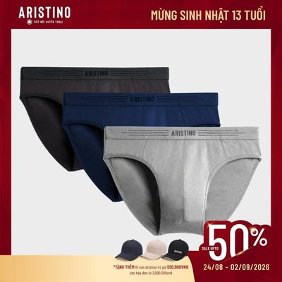 Combo 3 Quần Lót ARISTINO Briefs Cotton Organic cạp chun mảnh ABF001EXP01