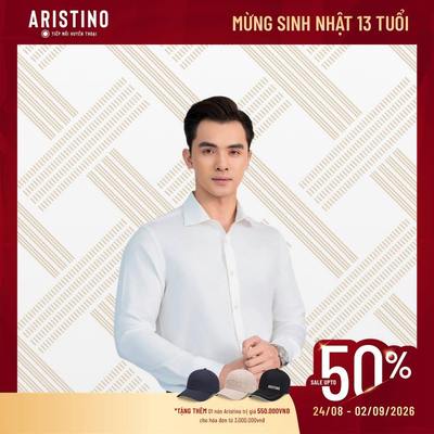 Áo sơ mi dài tay Hà Nội màu trắng ARISTINO BUSINESS slim fit khuy áo xà cừ cao cấp 1LSH010Z